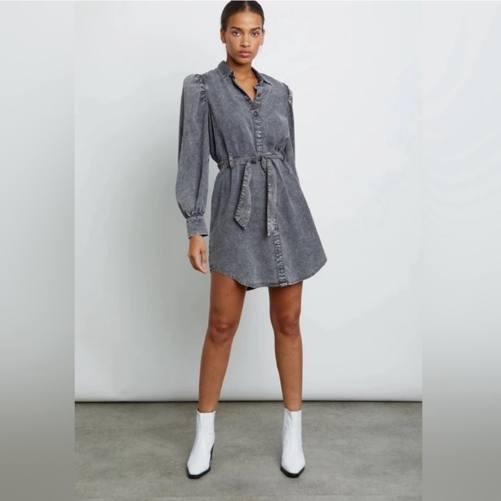 Rails Adele Jean Mini Tunic Dress Size Xs Black Acid Wash